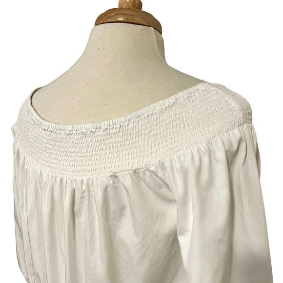 White Tularosa Sansa smocked elastic off the shoulder neckline and eyelet trim - Picture 12 of 13